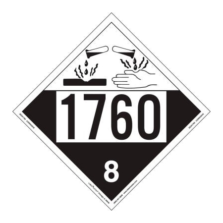 American Labelmark Co LabelMaster ZEZ41760 Corrosive Placard, UN 1760, Removable Vinyl, 25/Pack ZEZ41760